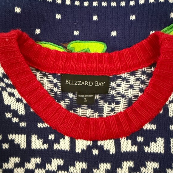 Men's Blizzard Bay ugly Christmas sweater large Santa dinosaur Christmas party - Picture 9 of 10